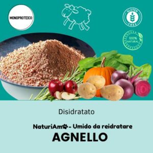 preparato disidratato cibo umido monoproteico per cane, 100% naturale e senza glutine con carne di agnello